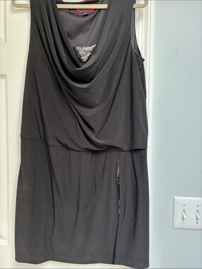 Scarlett Black Draped Cowl Neck Mini Dress